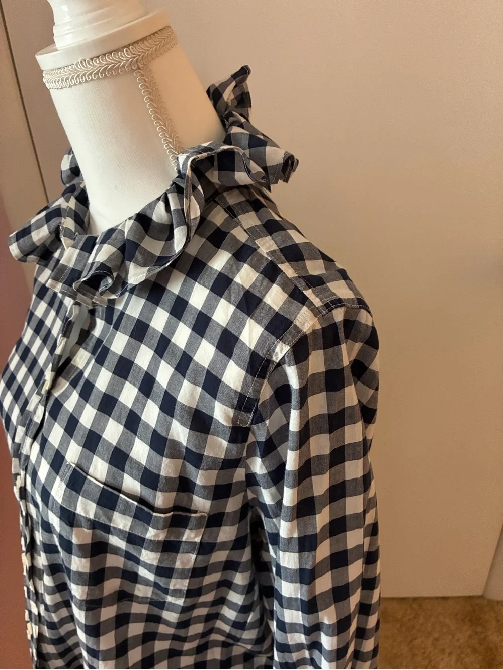 Re-Worked “Girly” Shirt ruffled collar - Picture 2 of 5